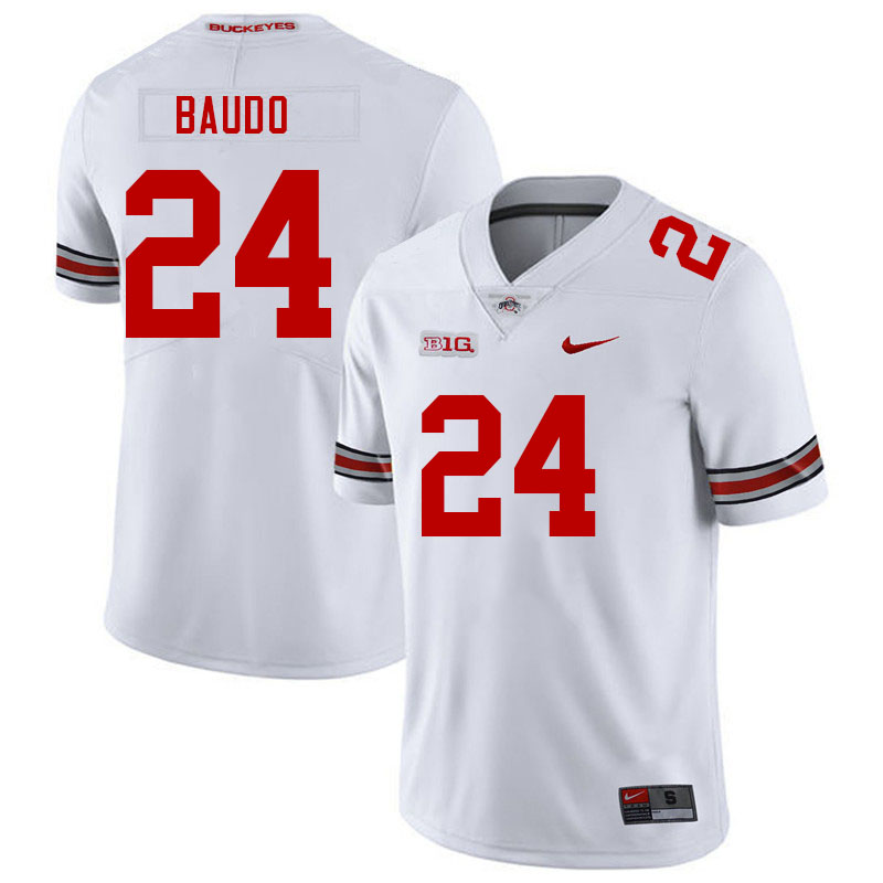 Ohio State Buckeyes #24 Nolan Baudo College Football Jerseys Stitched Sale-White